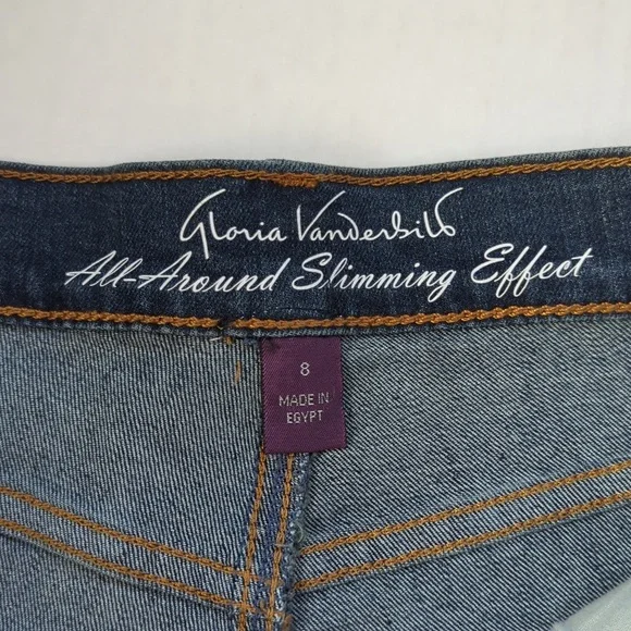 NWT Gloria Vanderbilt Amanda Slimming Effect Capri Denim Jeans 8 Blue Pockets - Picture 3 of 16
